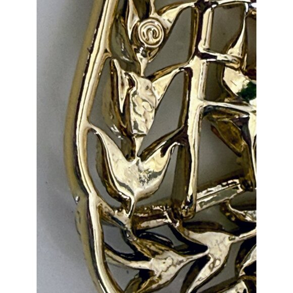 Vintage 50's Coro Flower Brooch & Earring Set Orange Rhinestones - Picture 7 of 12